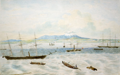 Troops being ferried ashore, New Plymouth