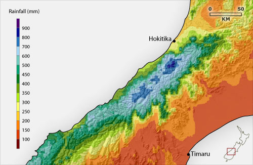 High intensity rainfall map