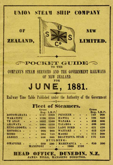 Union Steam Ship Company pocket guide