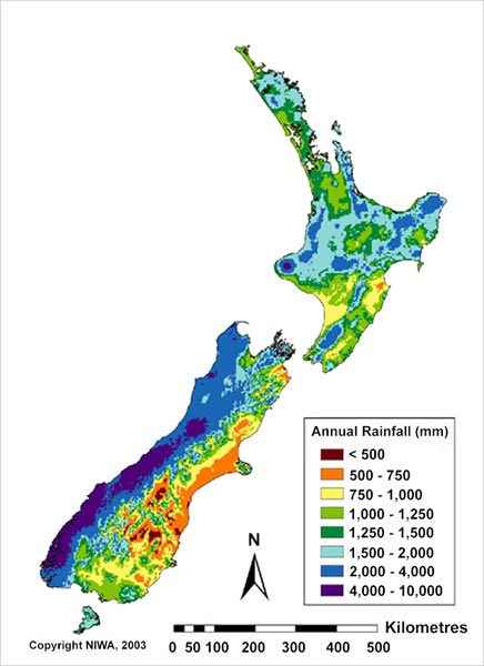 Mean annual rainfall, 1971–2000