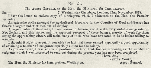 Letter from Julius Vogel, 1878