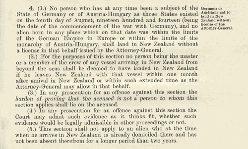 Extract from Undesirable Immigrants Exclusion Act 1919