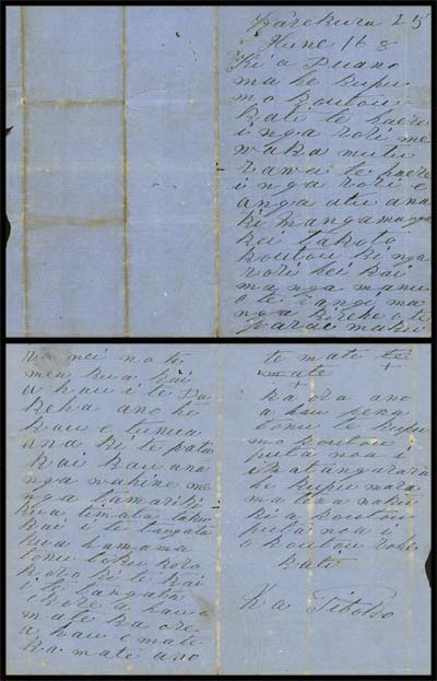 Tītokowaru’s letter