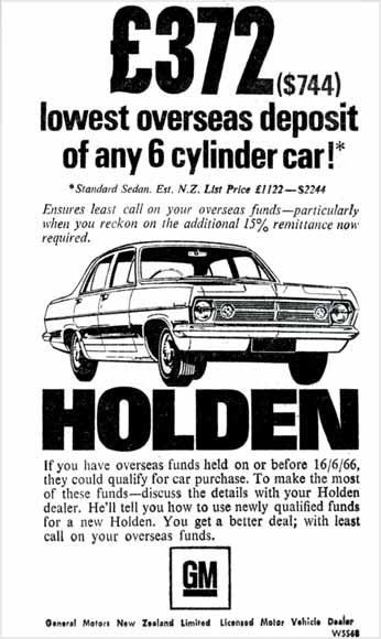 Car advertisement, 1966