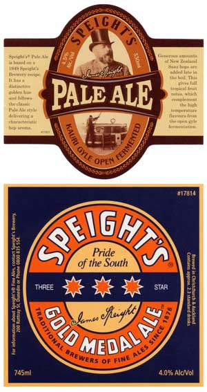 Speight’s beer labels