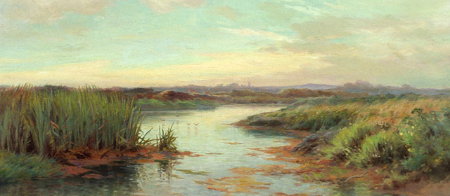 Canterbury marshland painted by W. Menzies Gibbs