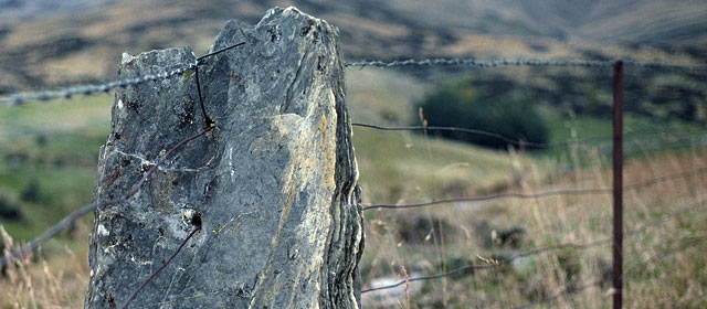 Stone fence post, Central Otago