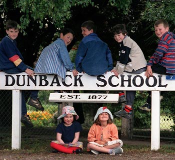 The seven pupils of Dunback School, Otago, 2005