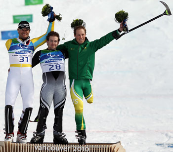 Paralympian Adam Hall celebrates his gold medal win