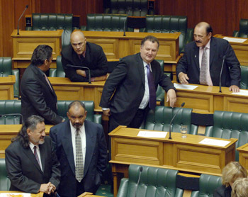 Six Māori MPs from three different parties, in Parliament, 2005