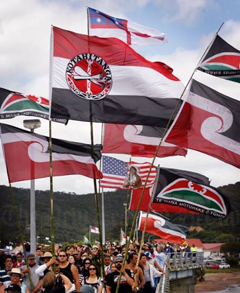 Māori flags at Waitangi Day, 2008
