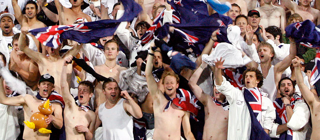 Fans at a football game between the All Whites and Bahrain, 2009