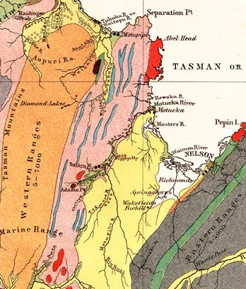 Geological map of Nelson Province, 1864