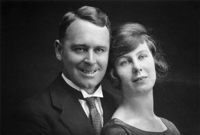 With his wife, around 1926