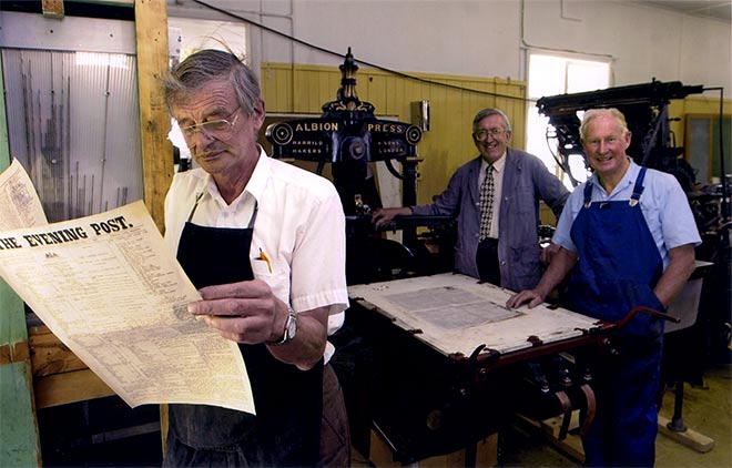 First Evening Post printing press 