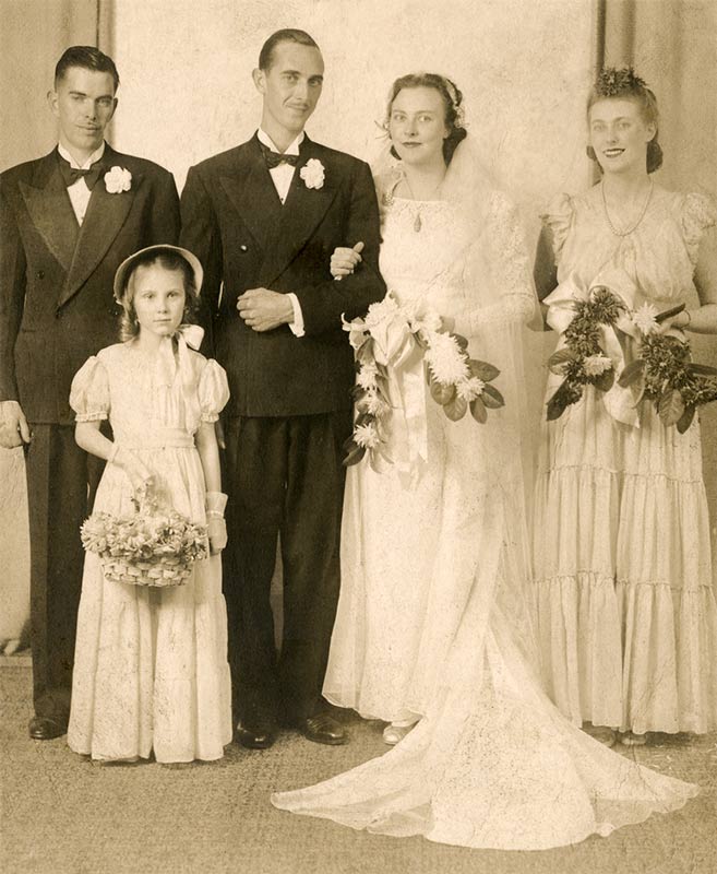Joan Carey and Robert Donley's wedding day