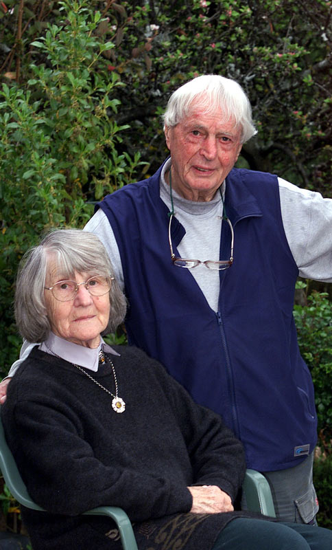 Peggy and Jack Laird in later life, photographed in an outdoor setting. 