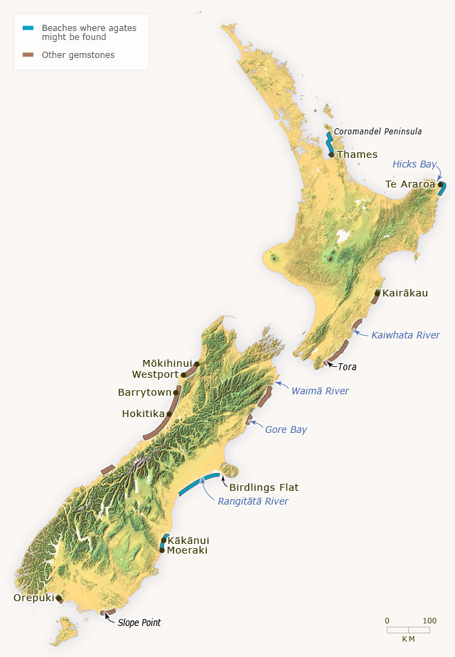 Rock-collecting sites in New Zealand