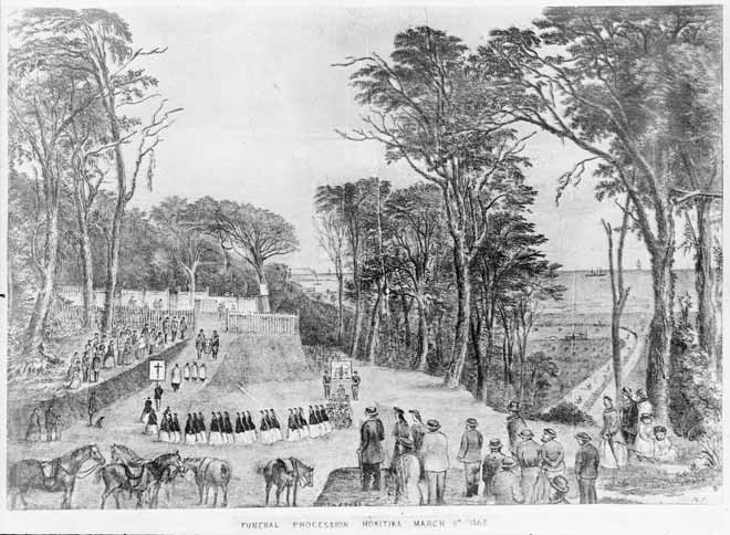 Mock funeral, 1868