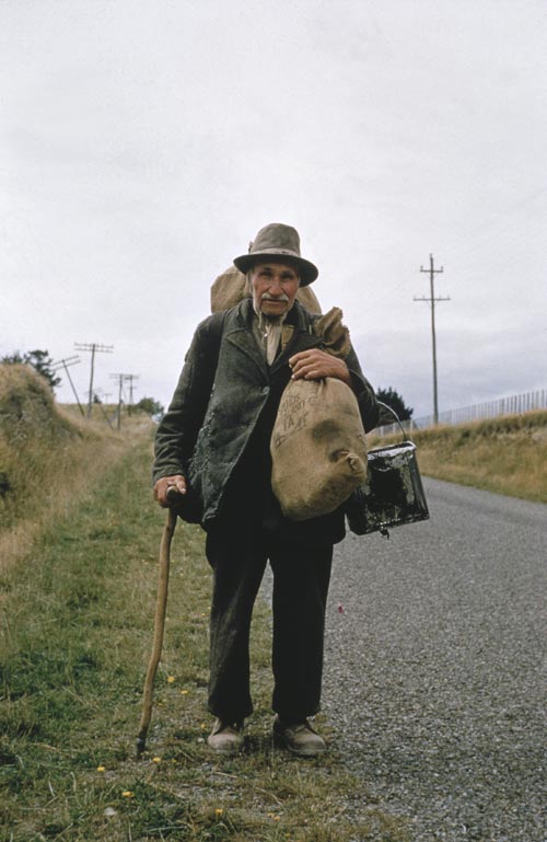 Barrett Crumen on the road near Waituna West, Manawatū, 1960