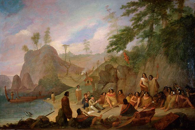 Augustus Earle meeting Hongi Hika at the Bay of Islands, November 1827