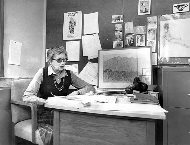 Doris More Lusk on the eve of her retirement from the University of Canterbury art school, 1981