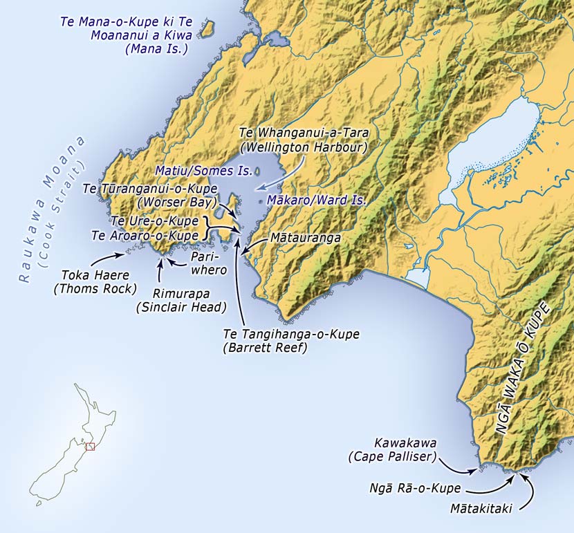 Kupe’s places around Cook Strait 