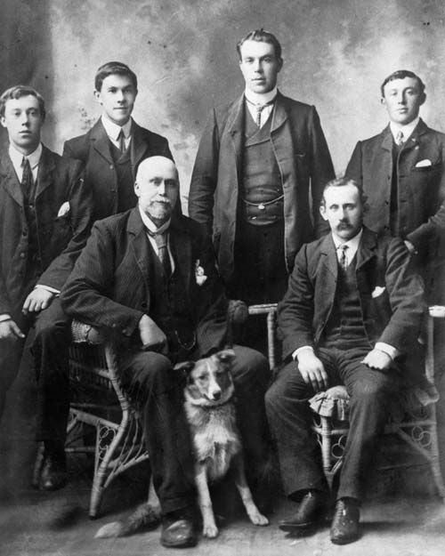 Alexander McMinn (third from left) and his sons