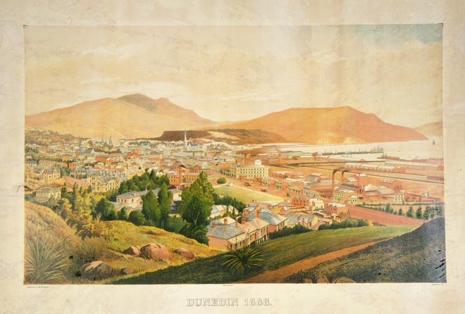 A view of Dunedin, 1880s, from a painting by George O’Brien