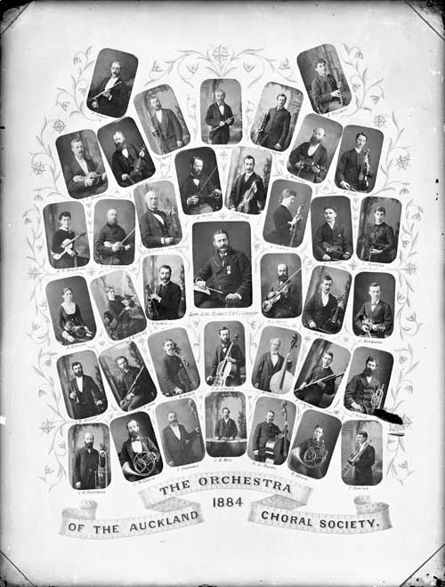 Carl Gustav Schmitt (centre) and other members of the Auckland Choral Society, 1884