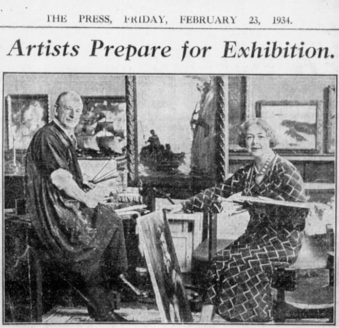 Artists and art teachers Elizabeth Wallwork and her husband Richard Wallwork, 1934