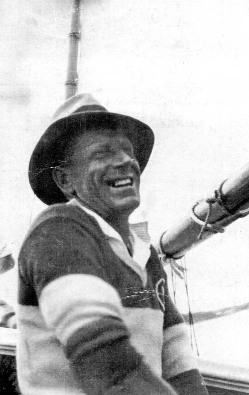 William 'Farmer' Willetts on board his yacht, the Waitere II in 1923
