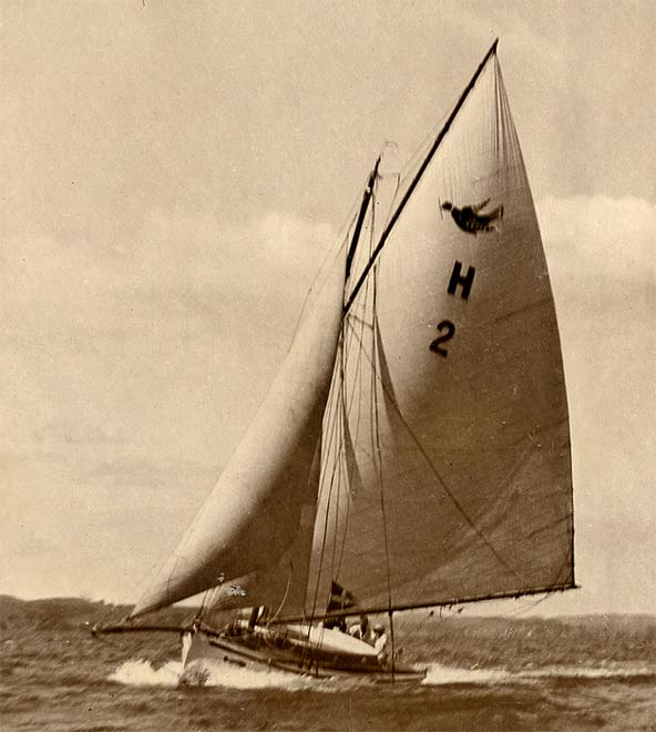 William 'Farmer' Willetts's yacht Waitere II under full sail during the 1925-26 season