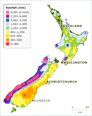 Mean annual rainfall, 1971–2000