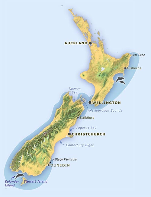 New Zealand distribution of the dusky dolphin