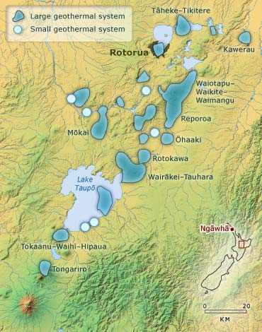 Geothermal fields in the Taupō volcanic zone