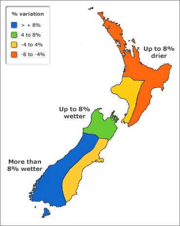 Mean annual rainfall 1978–98 compared to 1957–77