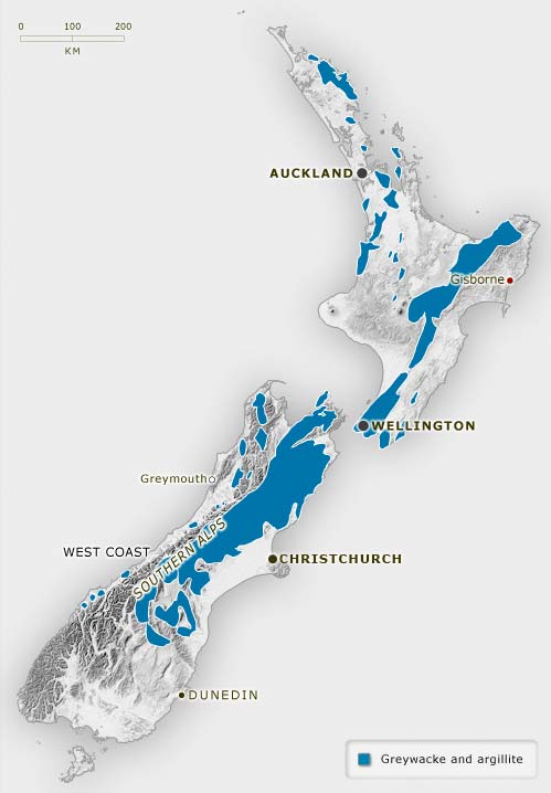 Greywacke in New Zealand