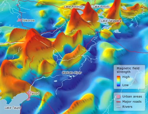 Magnetic field strength, Taupō volcanic zone