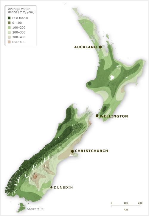 New Zealand water deficits