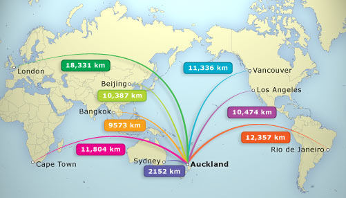 New Zealand’s distance from trading partners