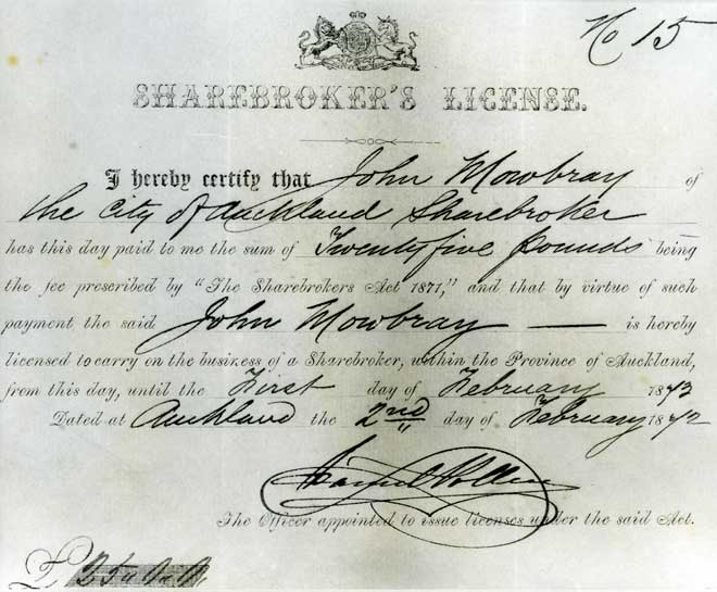 Sharebroker's licence.