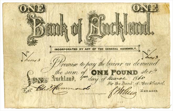 Bank of Auckland £1 note