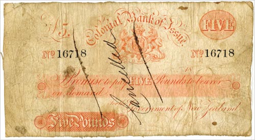Trading bank banknotes: Colonial Bank of Issue note