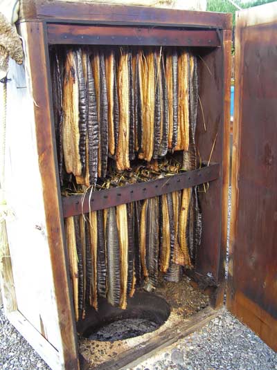 Eels in a smoking chamber