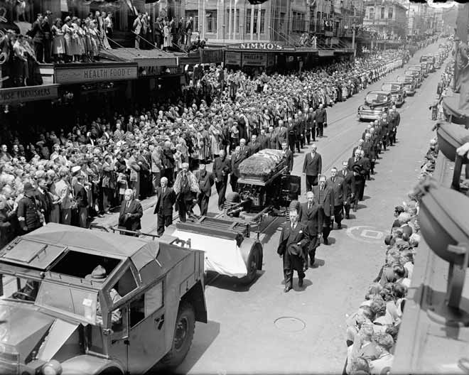 Peter Fraser’s funeral procession