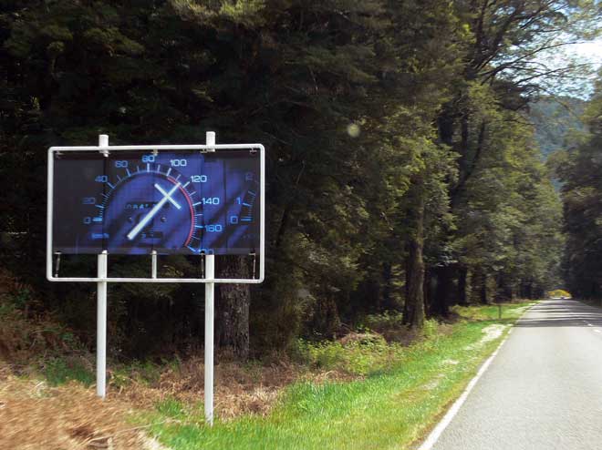 White-cross speedometer billboard 