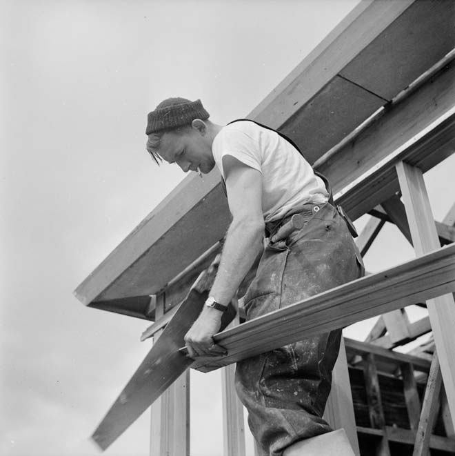 Carpenter building a state house