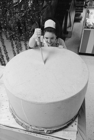 Cutting a giant cheese