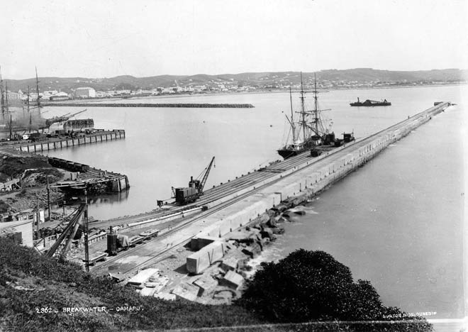 Ōamaru breakwater, 1880s 